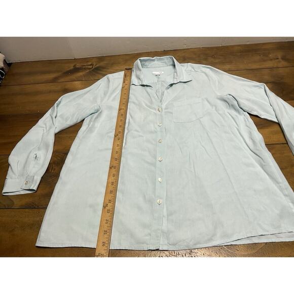 J. Jill 100% Silk Long Sleeve Button Down Shirt Blue Size Small Petite - Picture 6 of 10